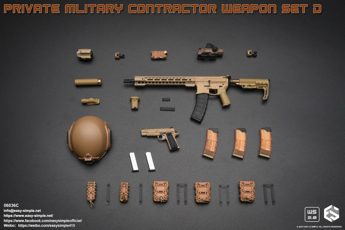 1:6 Easy & Simple Private Military Contractor Weapon Set D Ver. C for 12" Figure