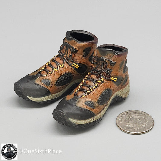 1:6 scale BBI Molded Hiking Boots for Feet for 12" Figures