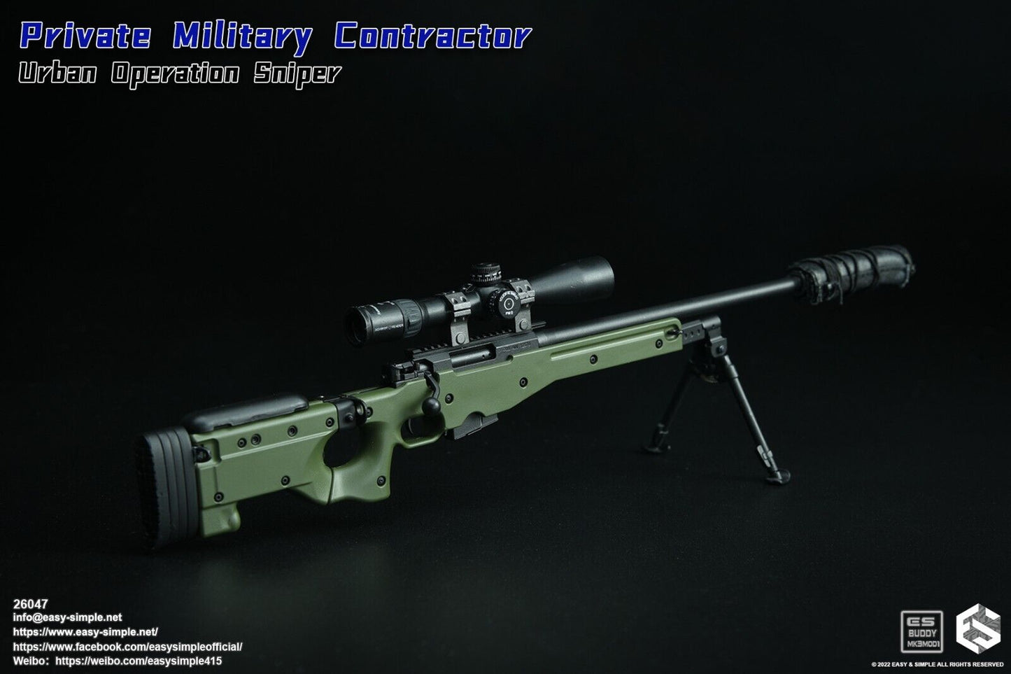 1:6 Easy & Simple PMC Urban Operation Sniper AWS Sniper Rifle for 12" Figures