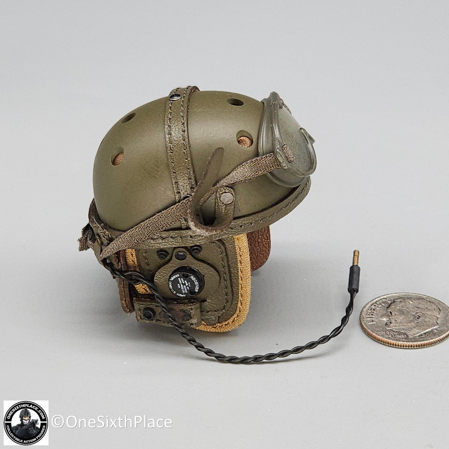 1:6 WWII US 2nd Armored Div Tank Loader "Coon Ass" Helmet w/ Goggles 12" Figures