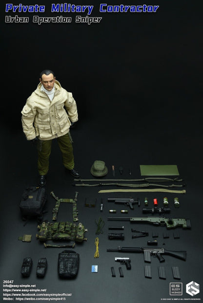 1:6 Easy & Simple PMC Urban Operation Sniper Male Head Sculpt for 12" Figures