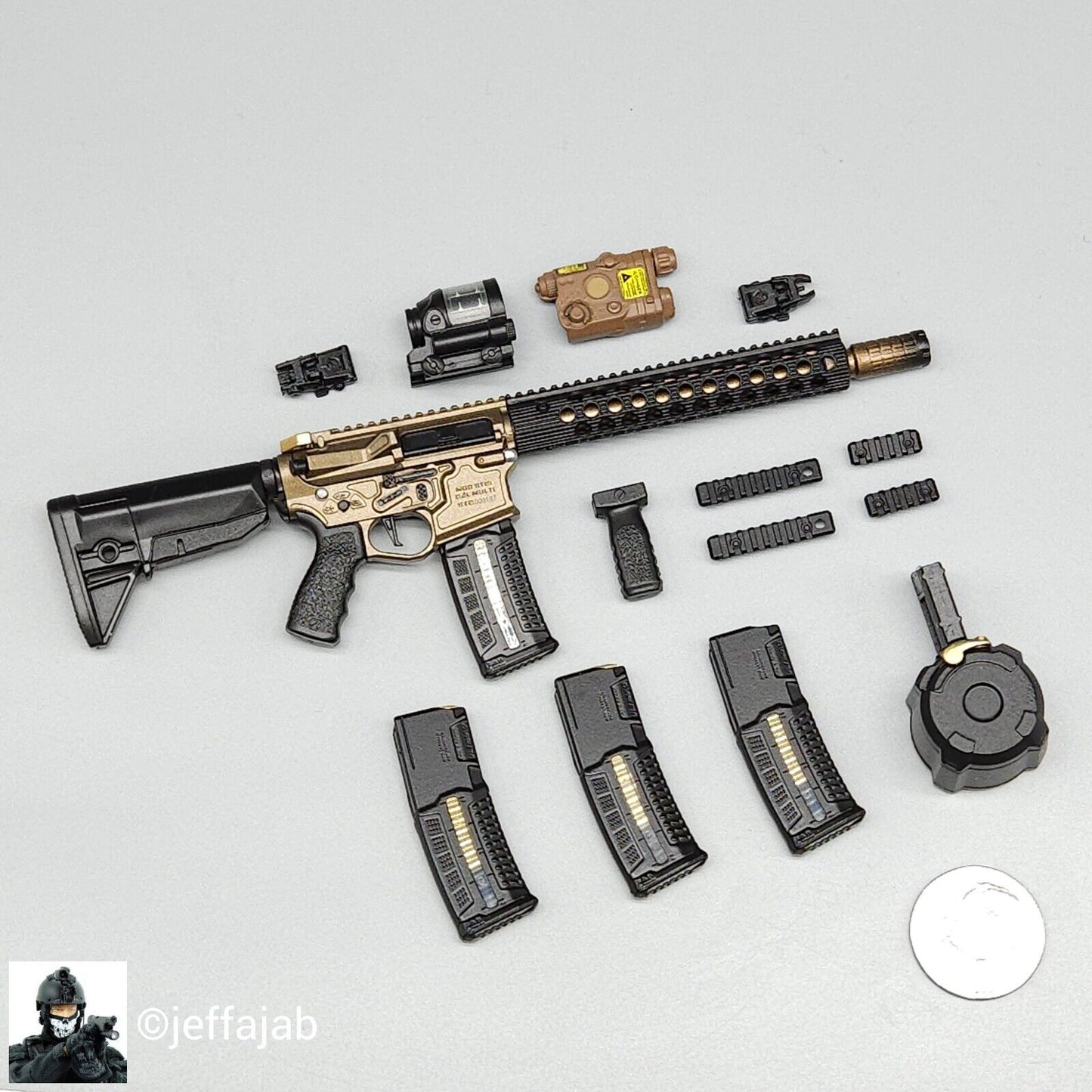 1:6 Easy & Simple Doom's Day Kit V Gold ST15 M4 Rifle Set for 12" Figures