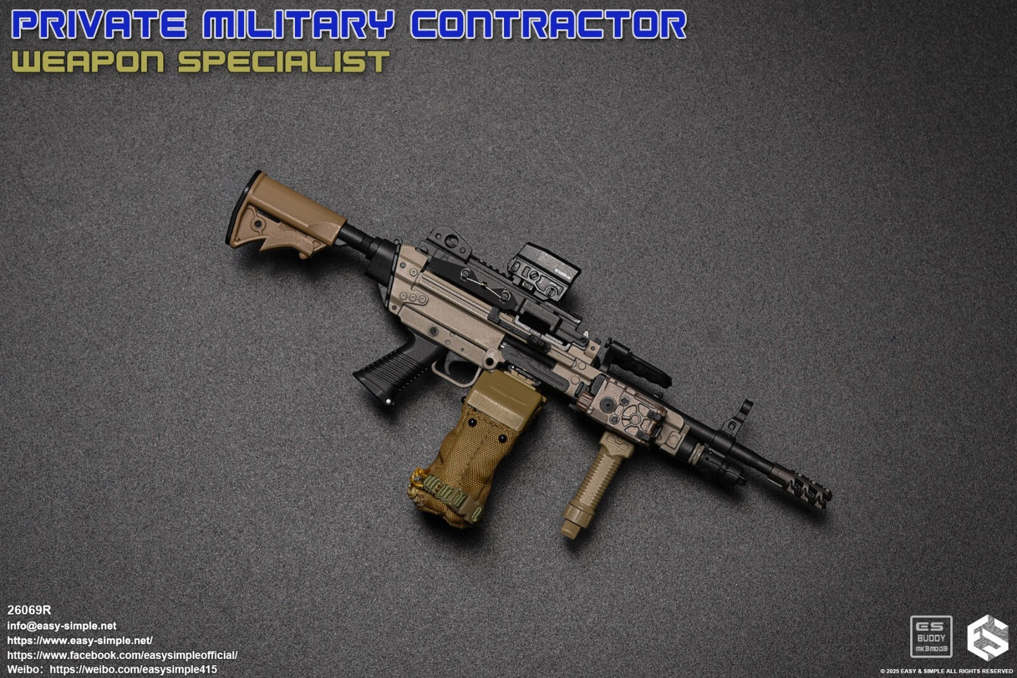 1:6 scale Easy & Simple PMC Weapon Specialist SAW K Machine Gun Set 12" Figures