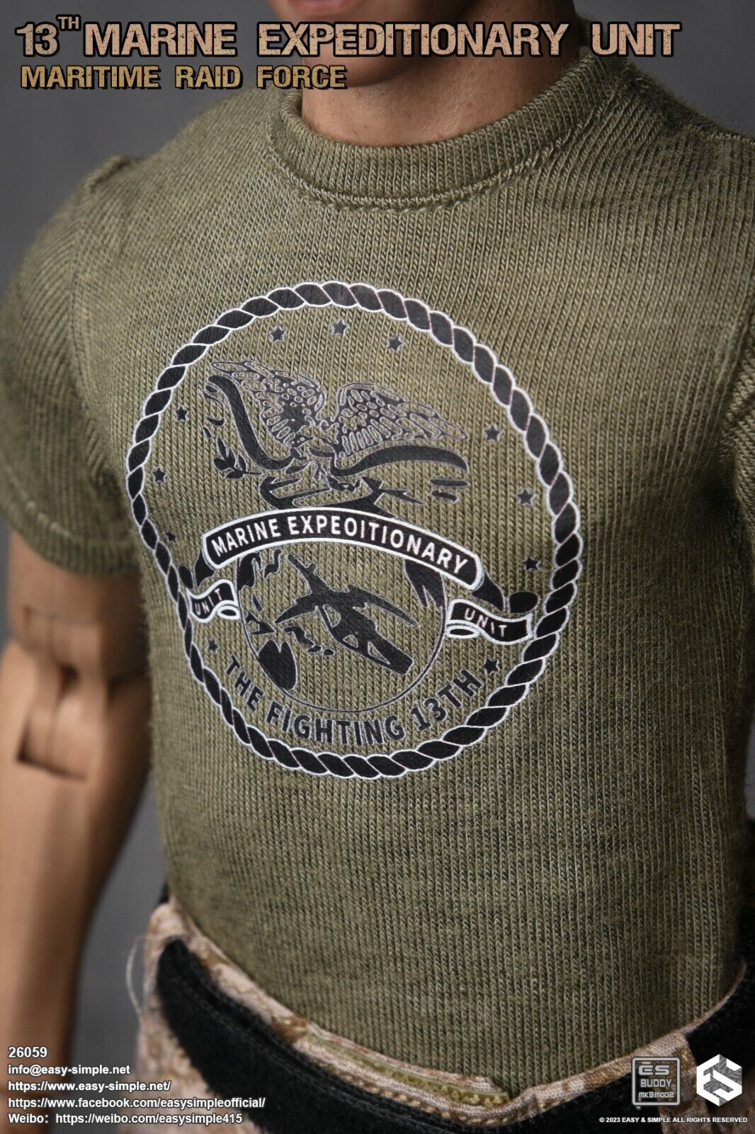 1:6 Easy & Simple 13th MEU Maritime Raid Force Green Logo T-Shirt 12" Figure