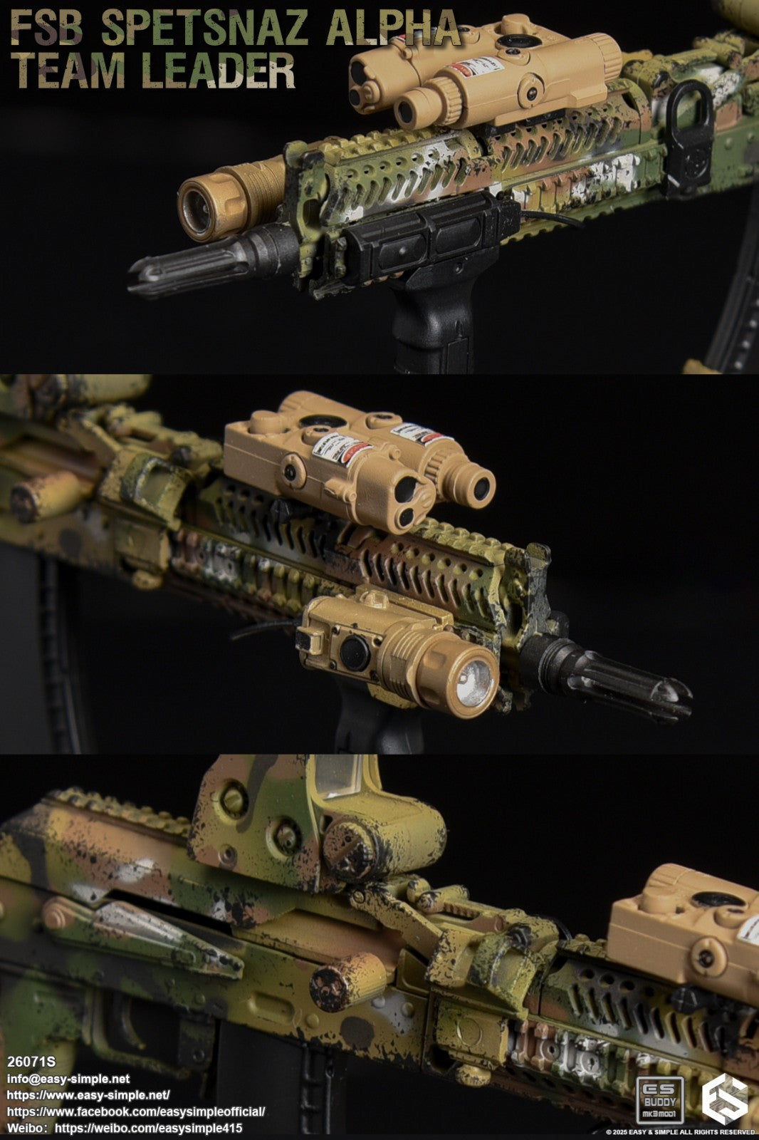 1:6 scale Easy & Simple Russian ALPHA Team Leader AK105 Rifle Set for 12" Figure