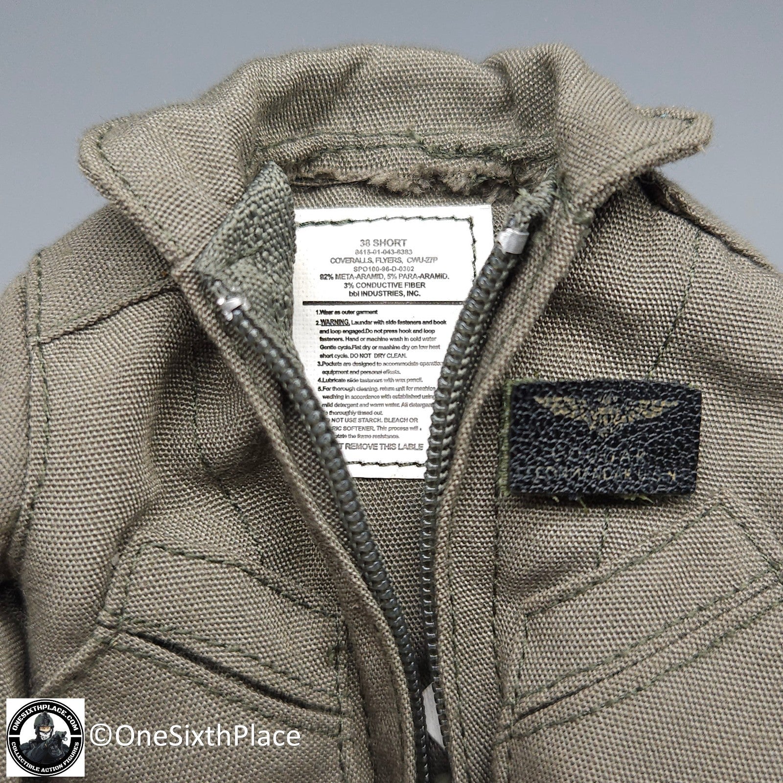 1:6 scale BBI Elite Force Aviator Cougar Green Nomex Flight Suit for 12" Figures