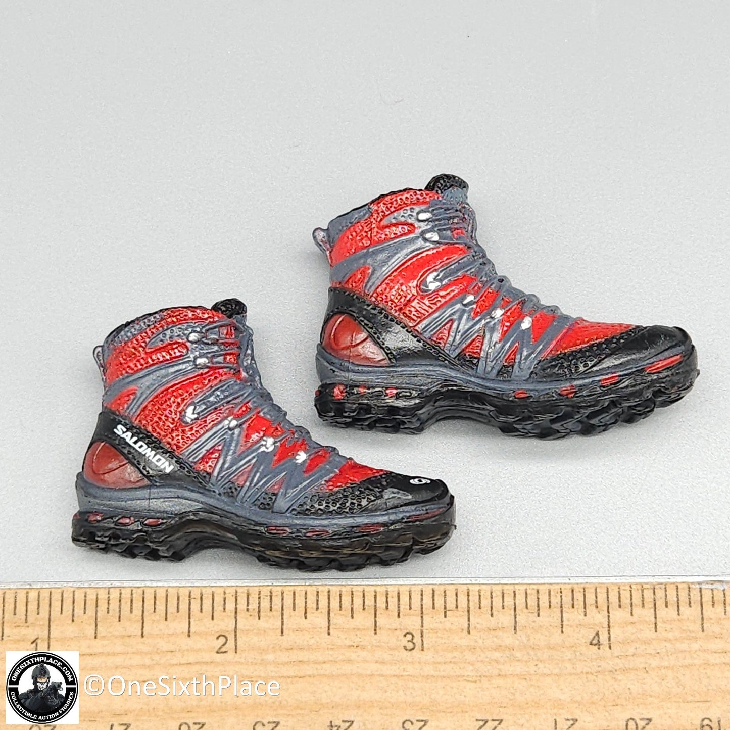 1:6 scale Easy Simple ZERT Red Salomon Hiking Boots (Peg Type) for 12" Figures