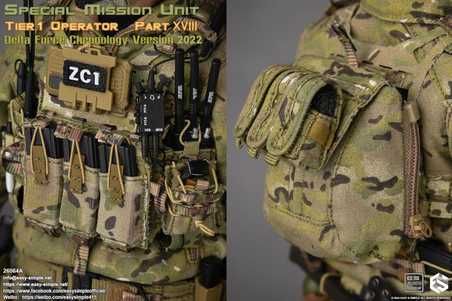 1:6 Easy & Simple Delta Force Chronology 2022 MK13 Flashbang Grenade (x3)