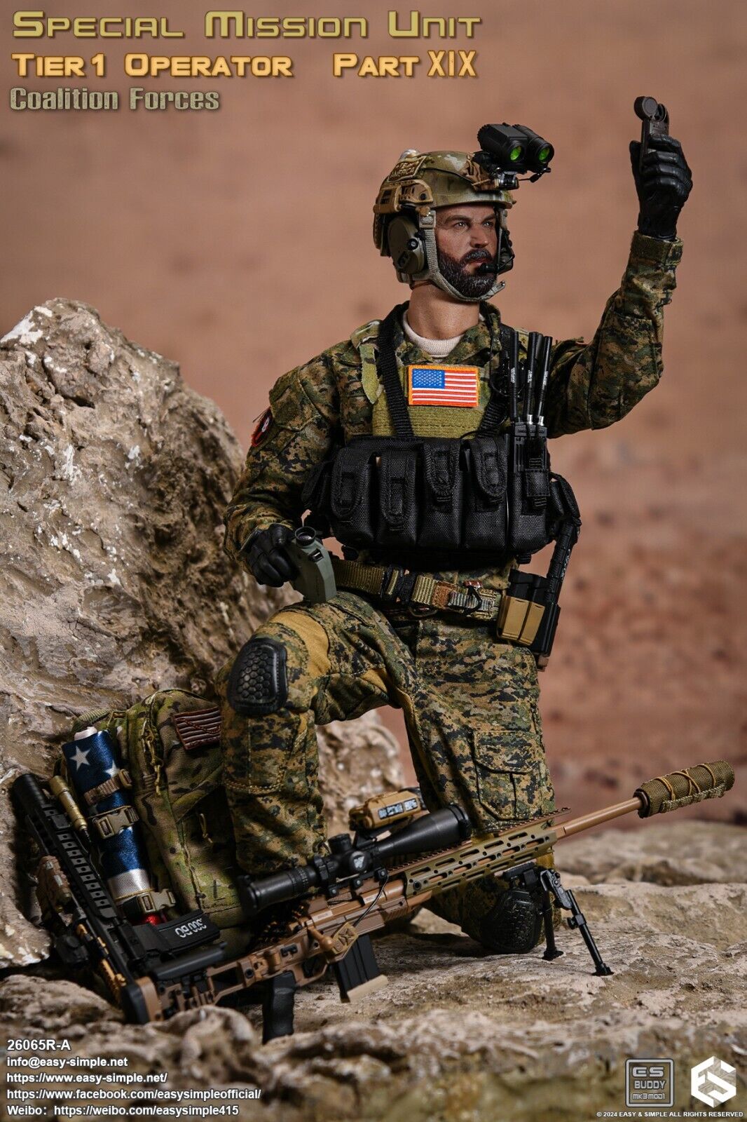 1:6 scale Easy & Simple Coalition Forces Black AK Chest Rig 12" Figures 26065RA