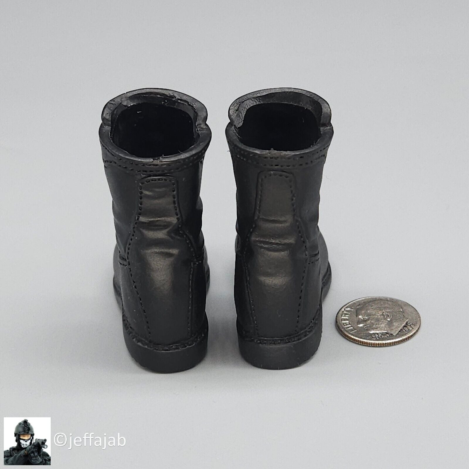 1:6 scale Dragon Navy SEAL Rick Black Combat Boots (Foot Type) for 12" Figures