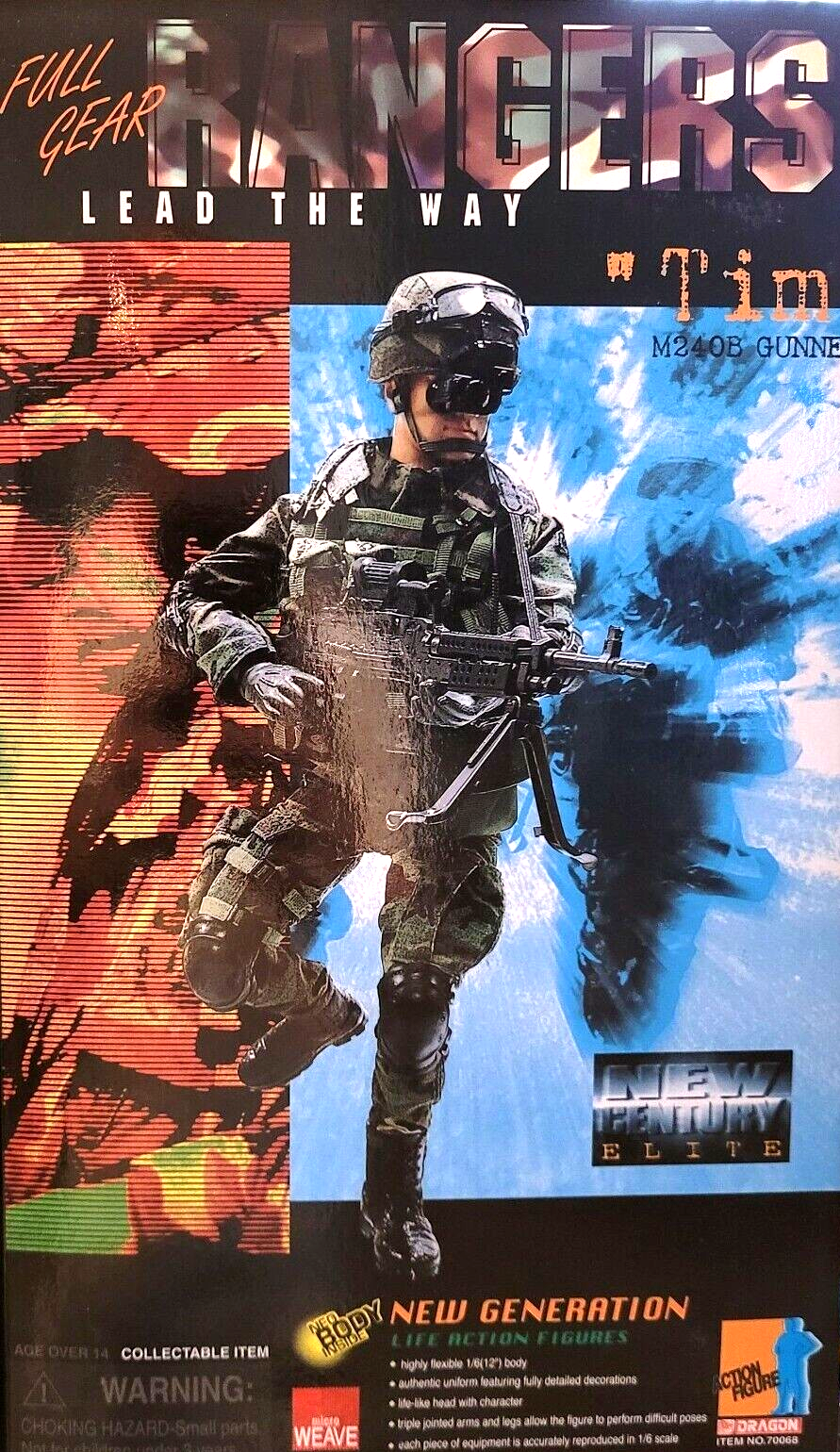 1:6 Dragon Army Ranger Tim M240B Heavy Machine Gun for 12" Figures