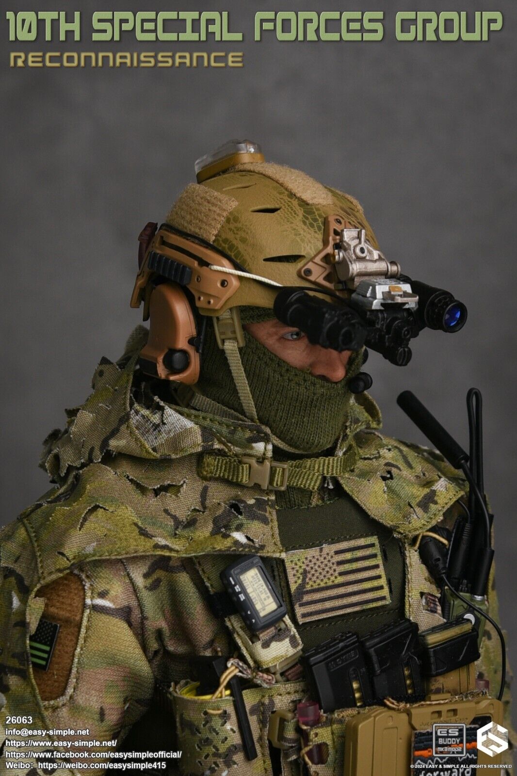 1:6 Easy & Simple 10th Special Forces Group Male Head Sculpt