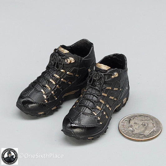 1:6 scale Fire Girl Female CQB Tactical Agent Black Gold Boots for 12" Figures