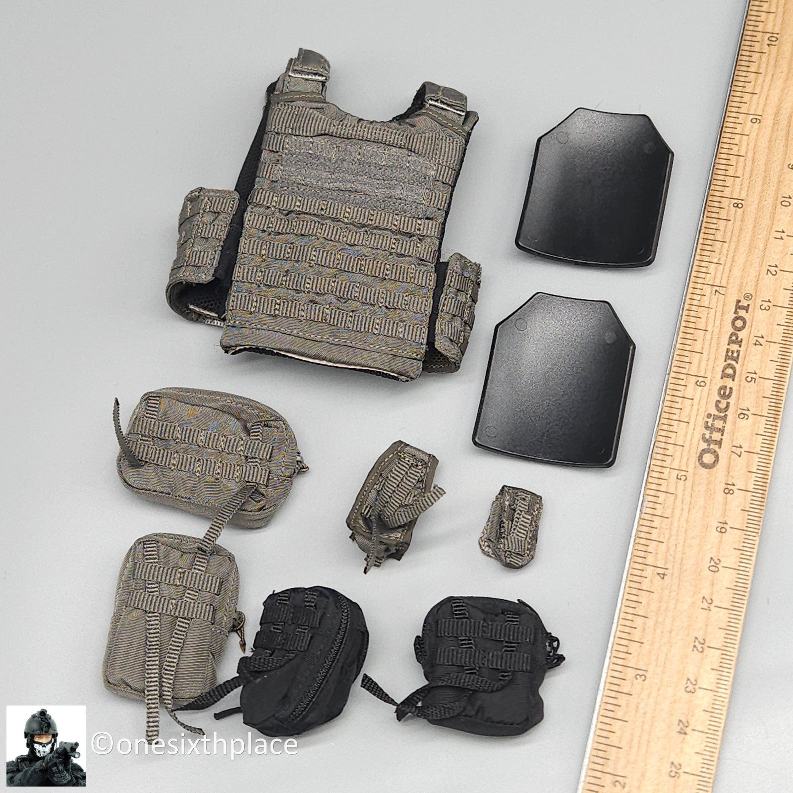 1:6 Soldier Story Navy HK Police CTRU Gray Plate Carrier w/ Pouches 12" Figures