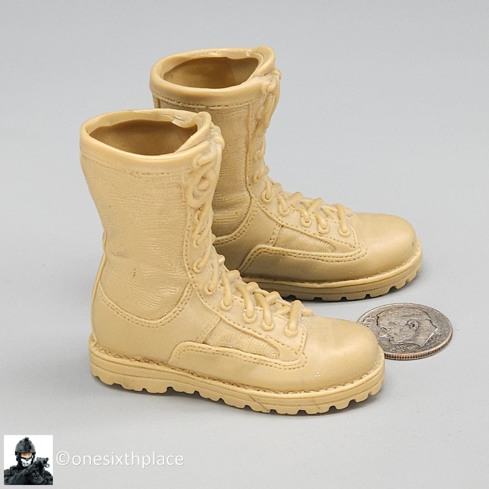 1:6 scale BBI Desert Tan Combat Boots (Foot Type) for 12" Figures