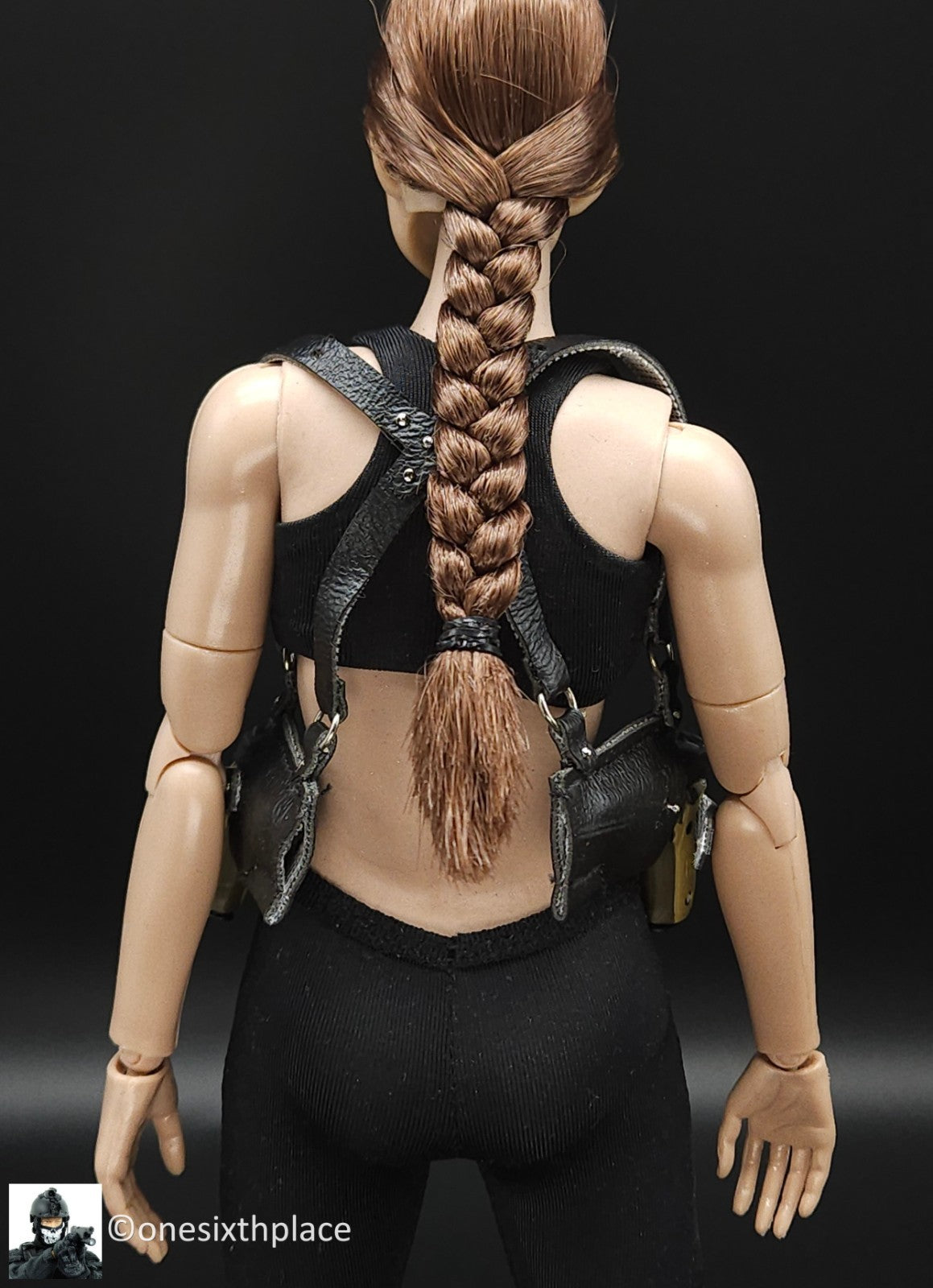 1:6 scale Triad Toys Black Leather Like Double Shoulder Holster for 12" Figures
