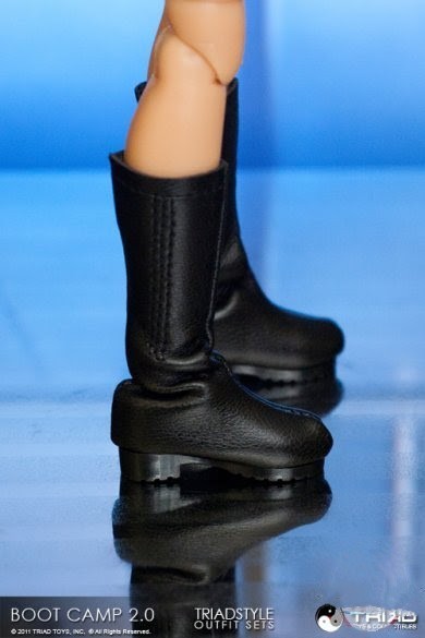 1:6 Triad Toys Boot Camp 2.0 Female Tall Black Boots (Peg Type) for 12" Figures