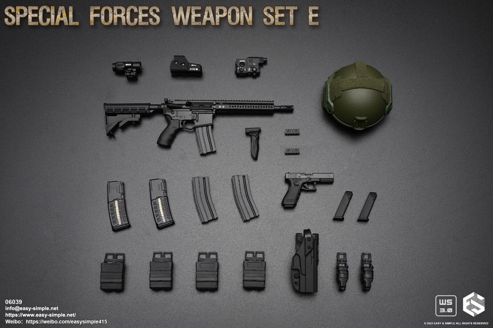 1:6 scale Easy & Simple Special Forces Weapon Set E AR-15 for 12" Figures 06039A