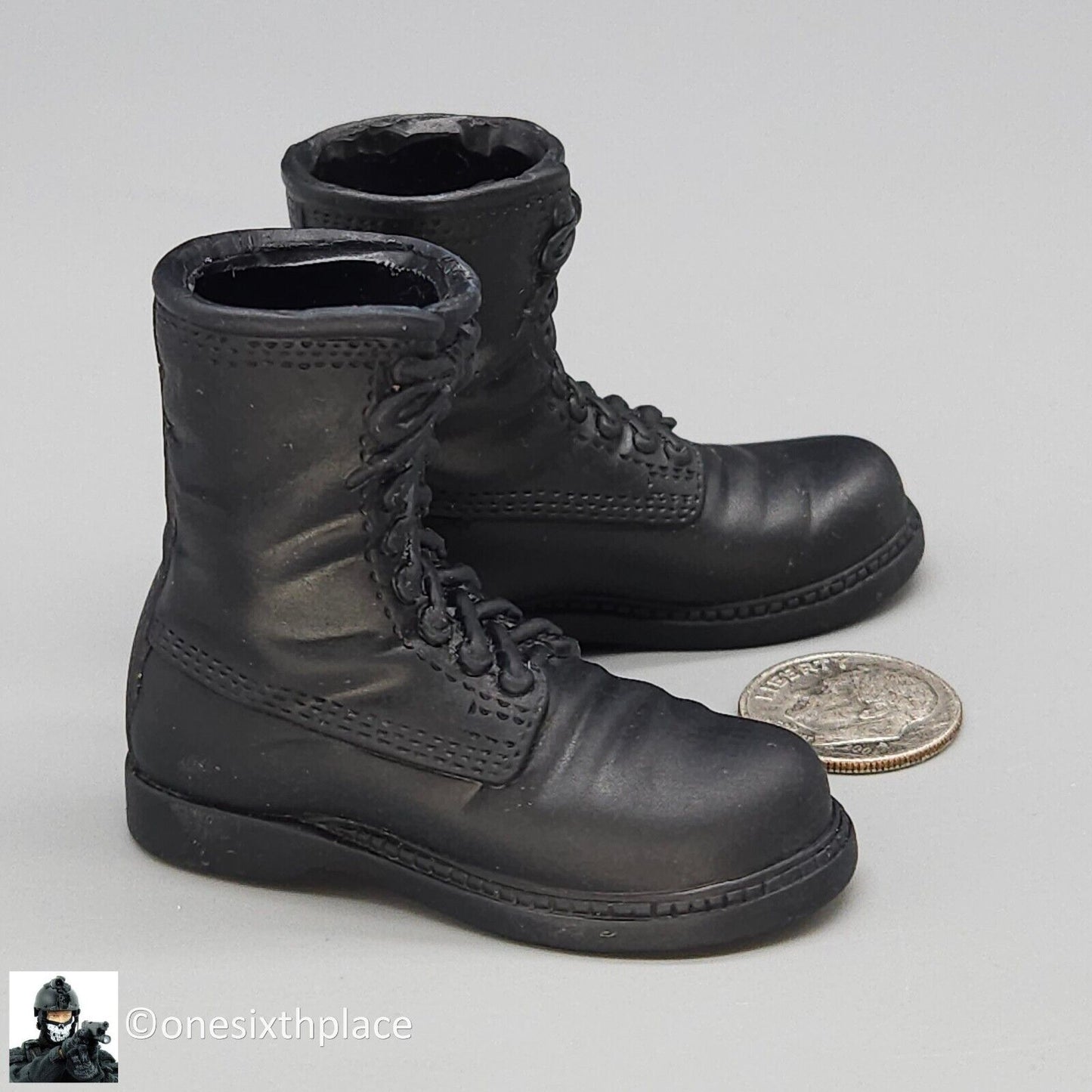 1:6 scale BBI Navy Pilot Black Combat Boots (Foot Type) for 12" Figures