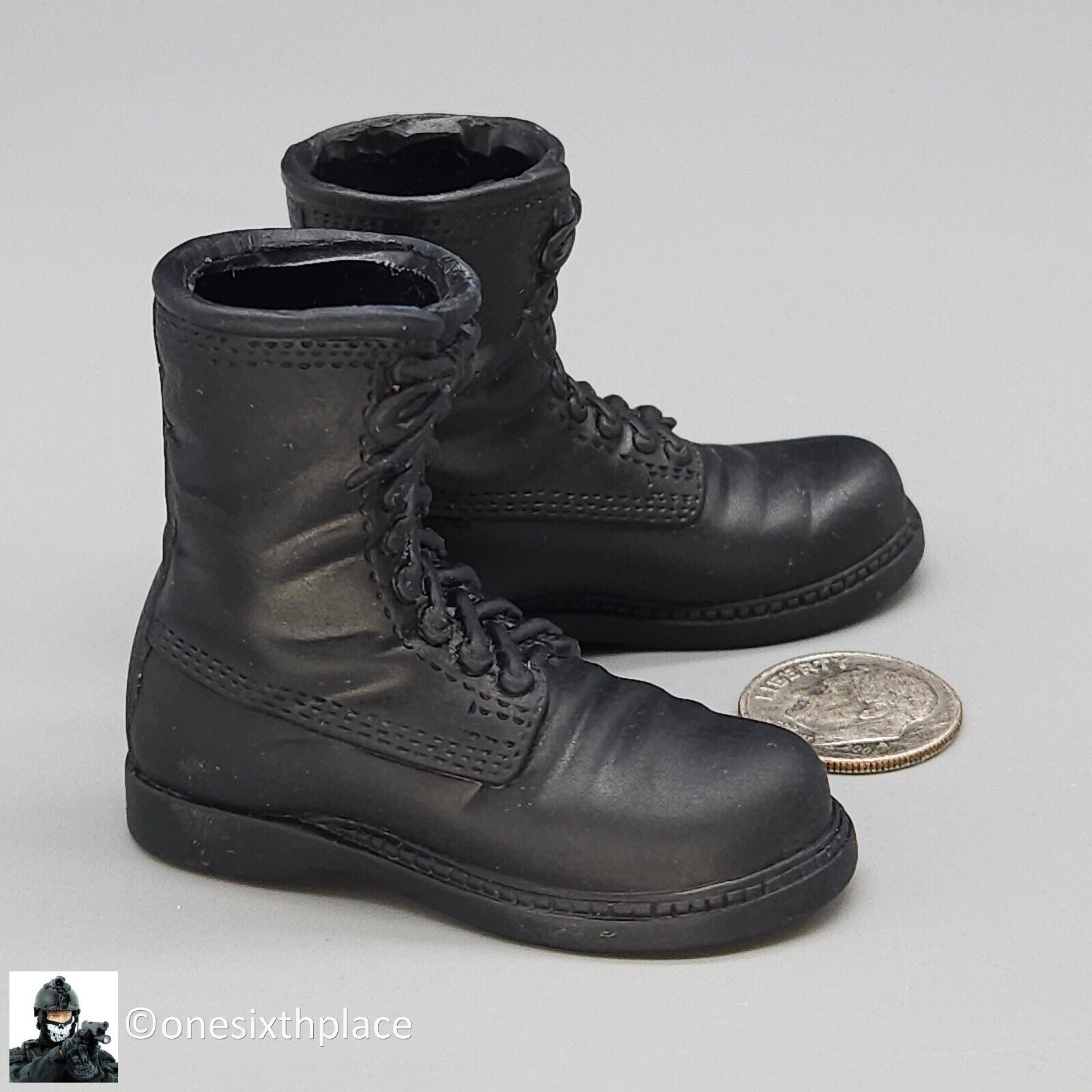 1:6 scale BBI Navy Pilot Black Combat Boots (Foot Type) for 12" Figures