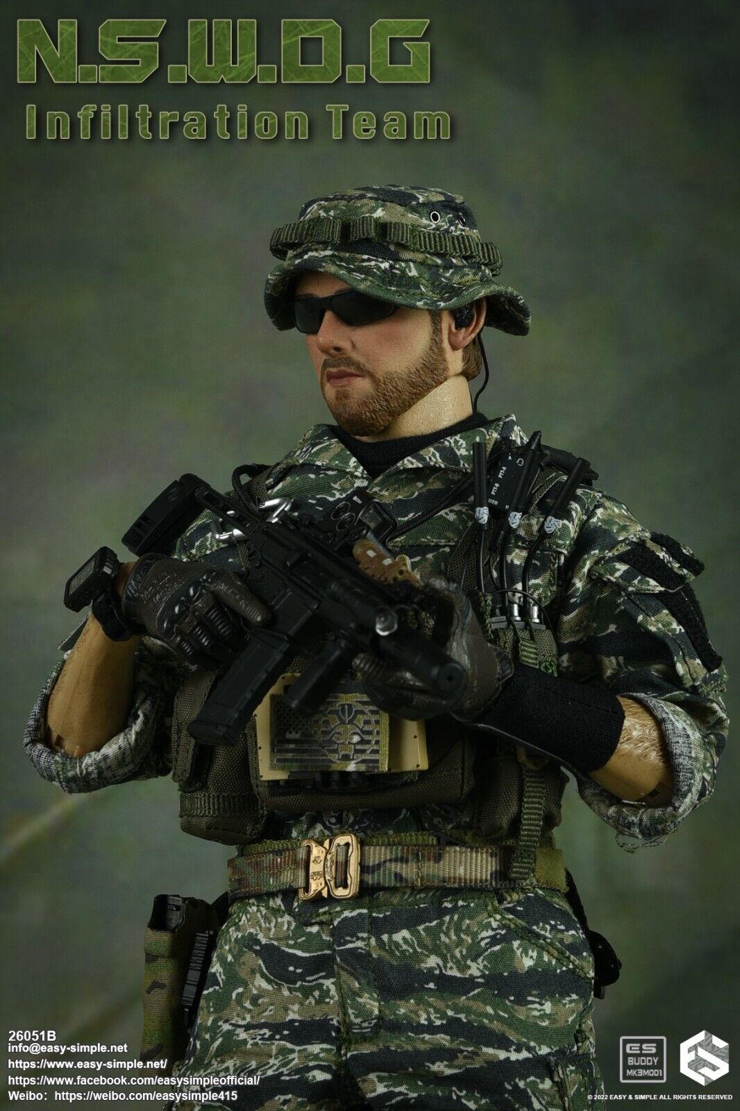 1:6 Easy & Simple NSDWG Infiltration Team FAST Helmet w/ NVG for 12" Figures