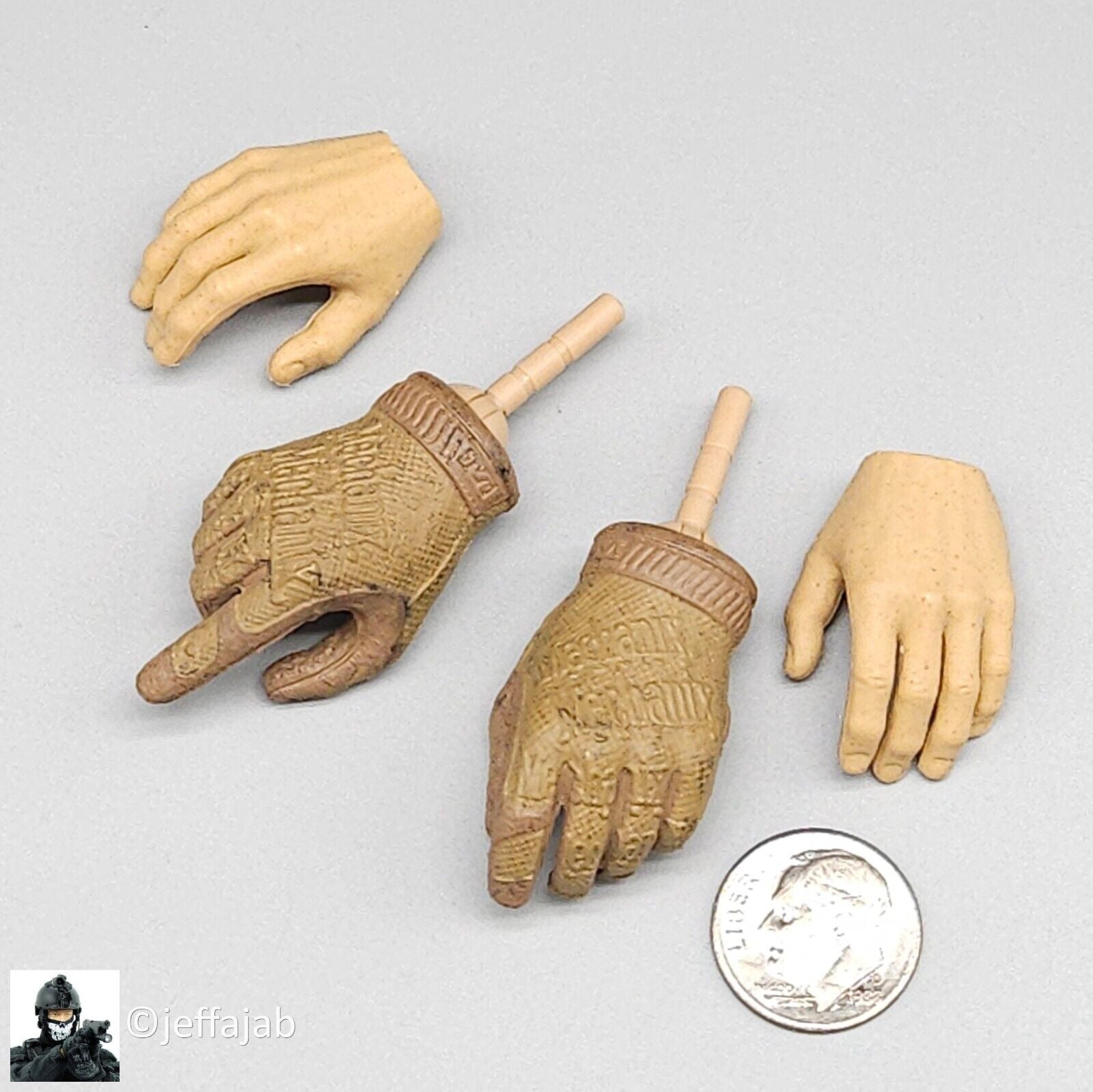 1:6 Easy & Simple HRT Team Leader Tan Mechanix Gloved Hands for 12" Figures