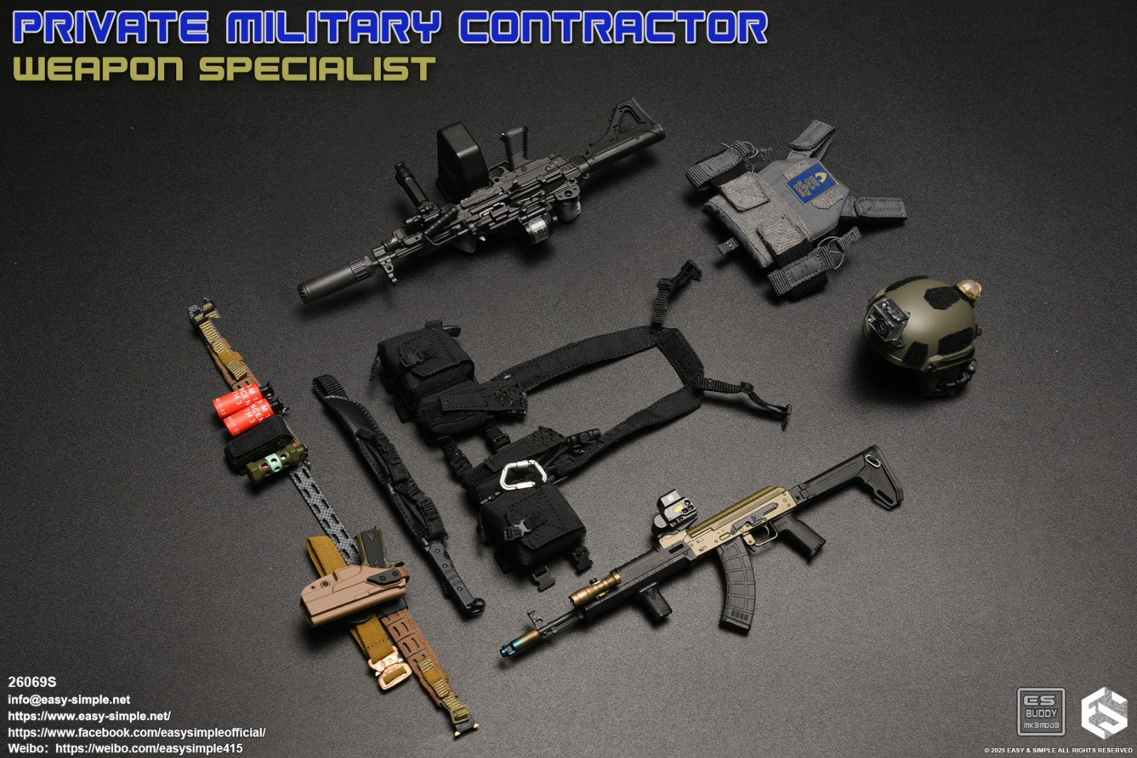 1:6 scale Easy & Simple PMC Weapon Specialist SPECIAL SAW K Machine Gun