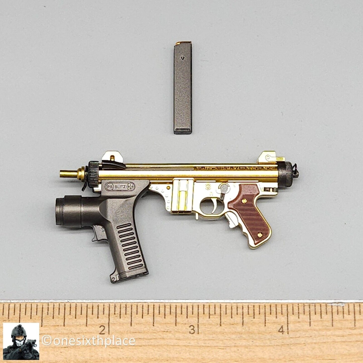 1:6 DamToys Gangster's Kingdom Diamond Angelo Gold Beretta Submachine Gun Deluxe