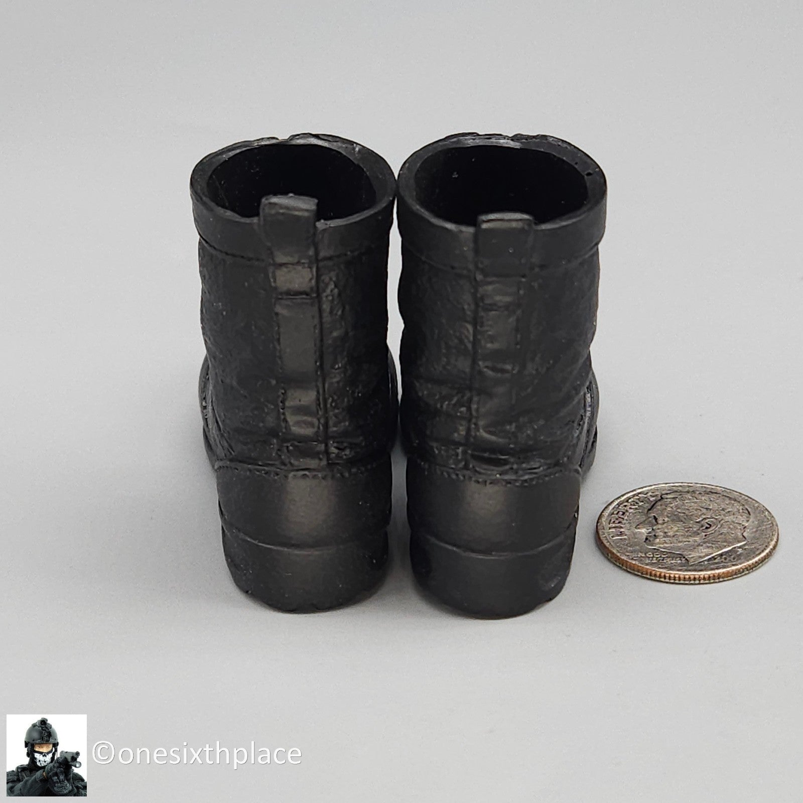 1:6 scale Dragon Black Tactical Zipper Boots (Foot Type) for 12" Figures