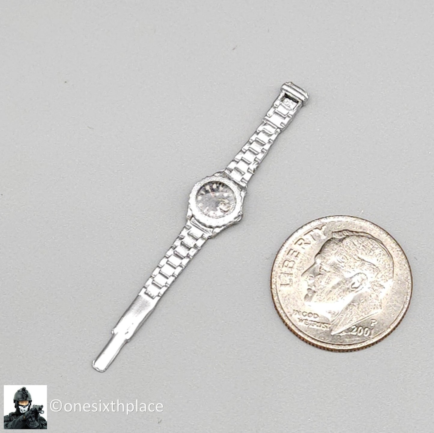 1:6 scale BBI Pilot Silver Wrist Watch (Plastic) for 12" Figures Rolex Russian