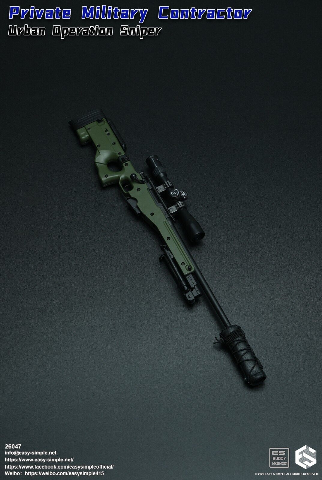 1:6 Easy & Simple PMC Urban Operation Sniper AWS Sniper Rifle for 12" Figures