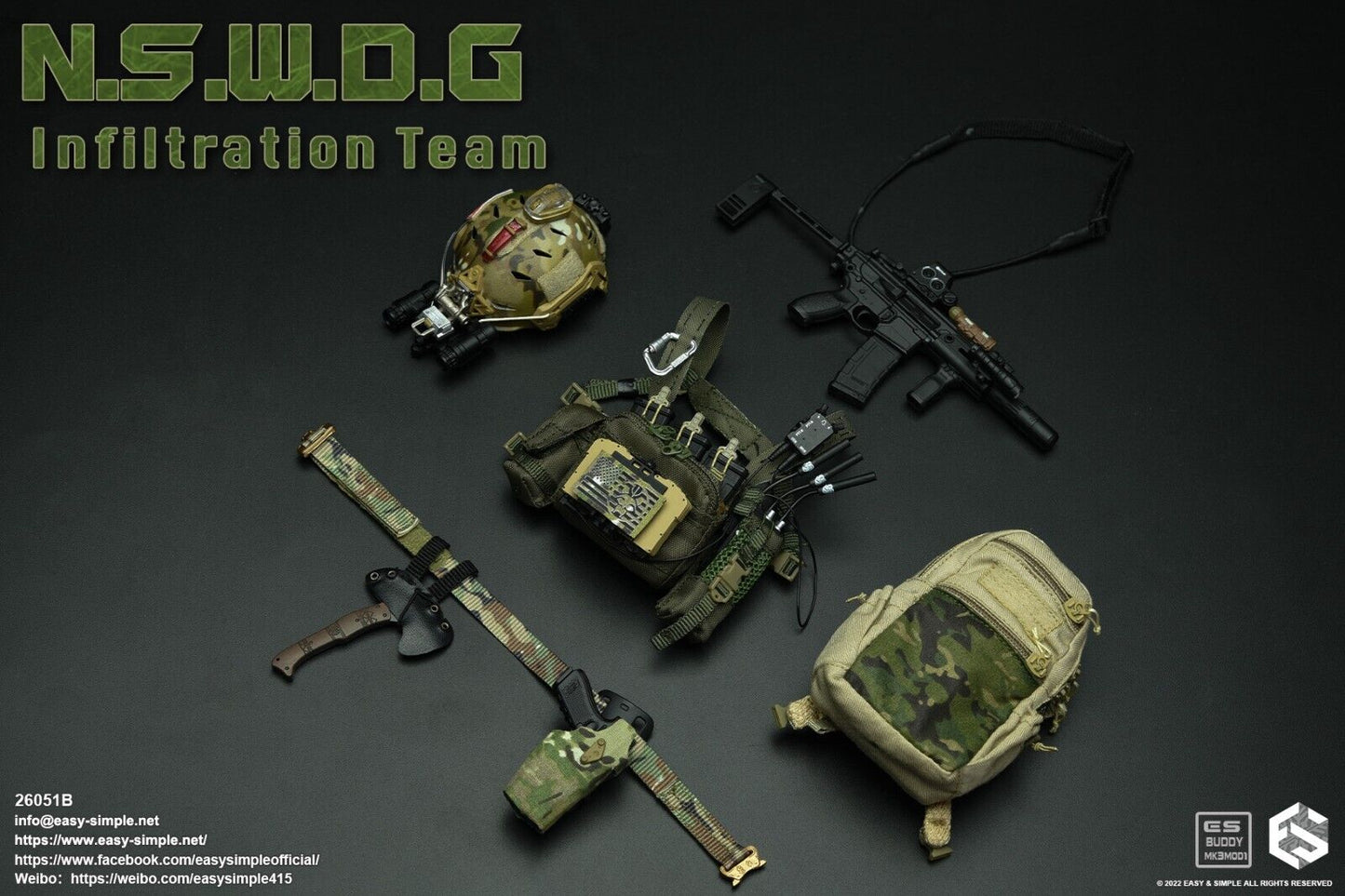 1:6 Easy & Simple NSWDG Infiltration Team Map w/ Wrist Pouch for 12" Figures