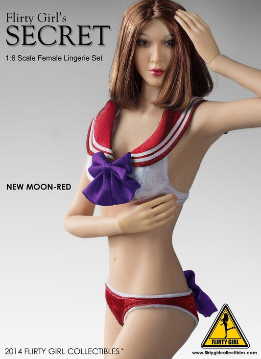 1:6 Flirty Girl New Moon Red Female Lingerie Set for 12" Figures