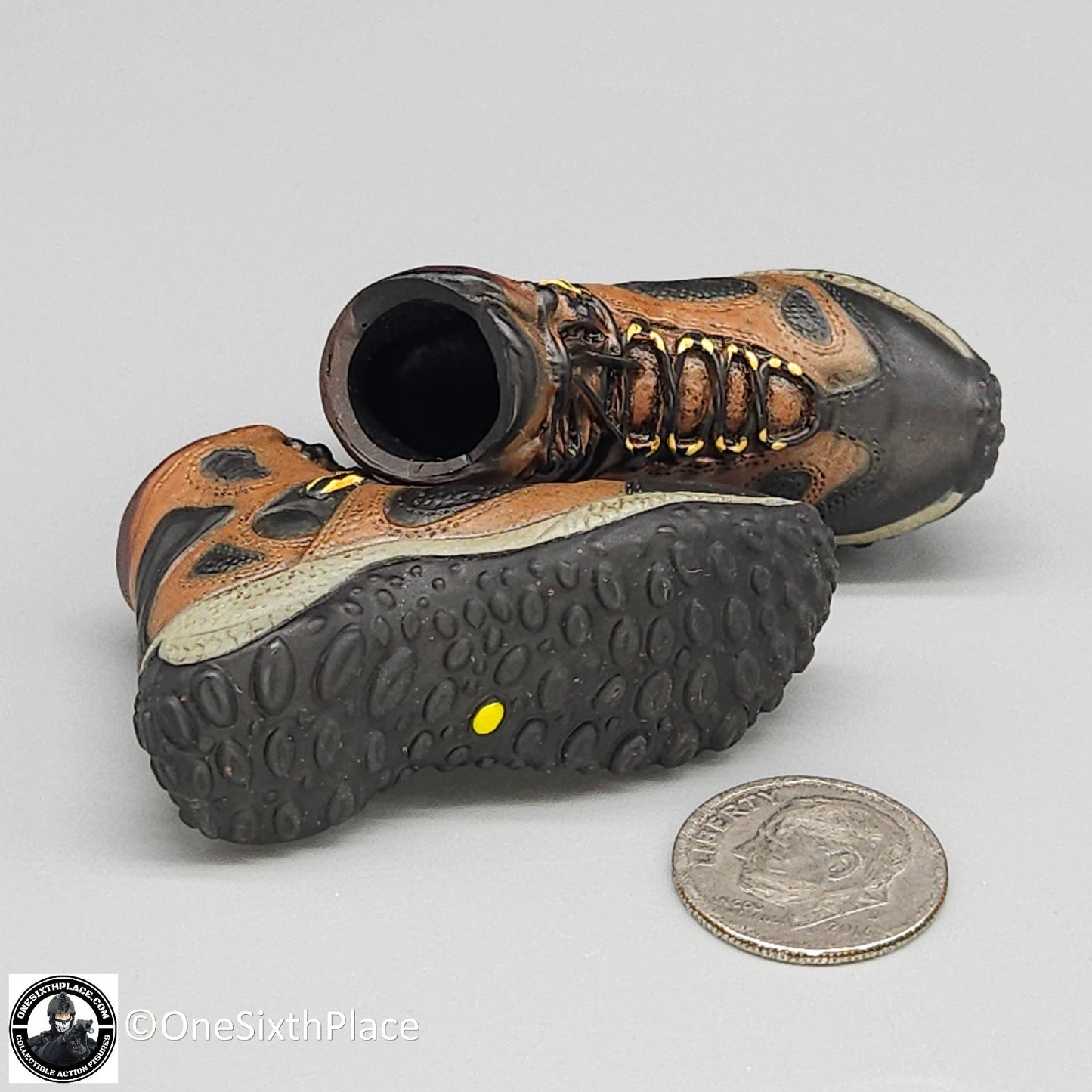1:6 scale BBI Molded Hiking Boots for Feet for 12" Figures