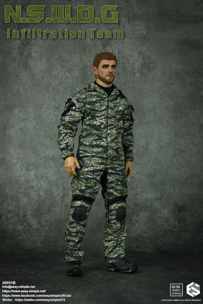 1:6 Easy & Simple NSWDG Infiltration Team B Male Head Sculpt for 12" Figures