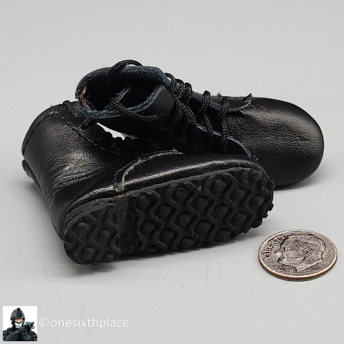 1:6 scale Combat Hero British Black Leather-Like Boots for 12" Figures