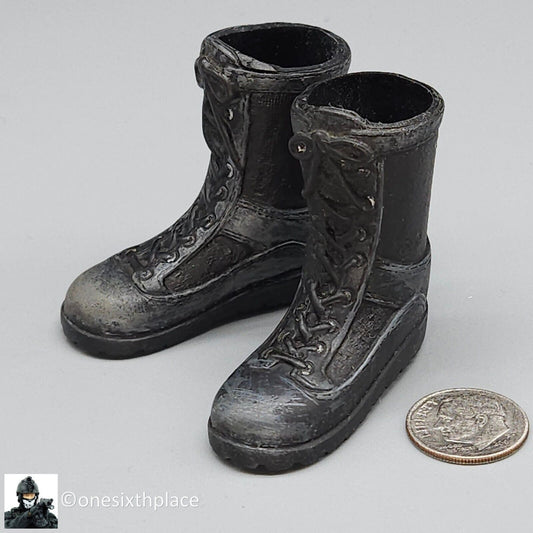 1:6 scale Ultimate Soldier Custom Black Combat Boots (Foot Type) for 12" Figures
