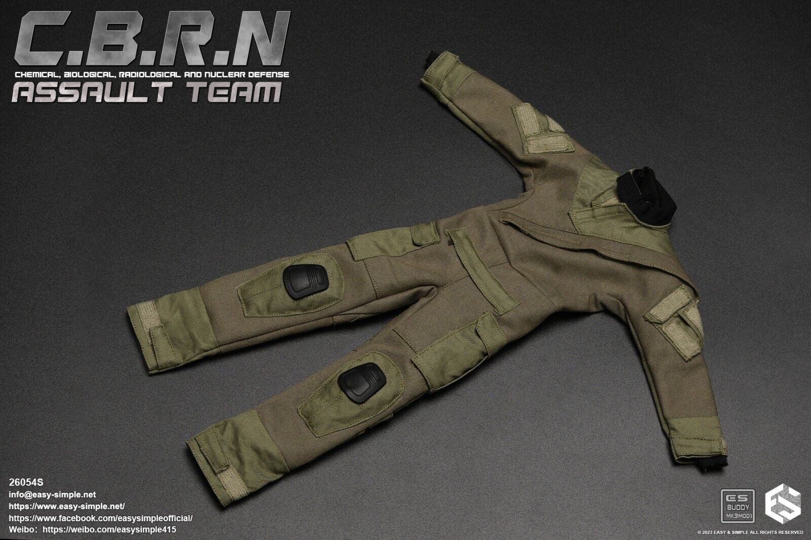 1:6 Easy & Simple CBRN Assault Team Green Maritime Assault Suit for 12" Figures