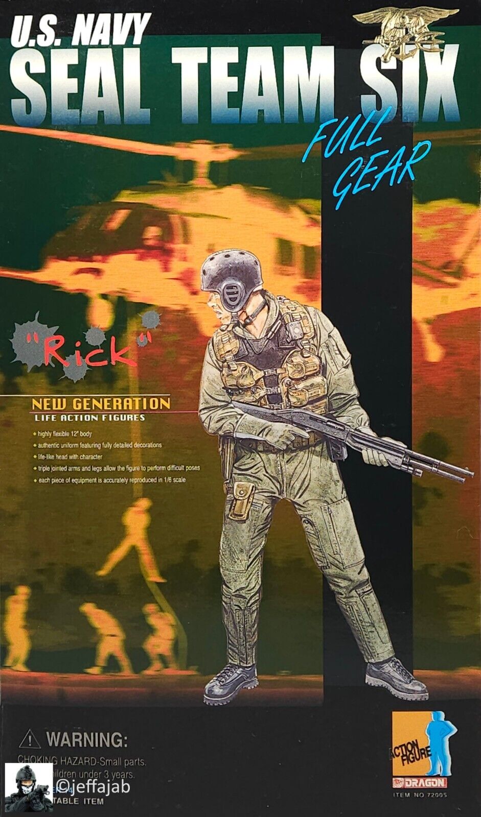 1:6 scale Dragon Navy SEAL Rick Black Combat Boots (Foot Type) for 12" Figures