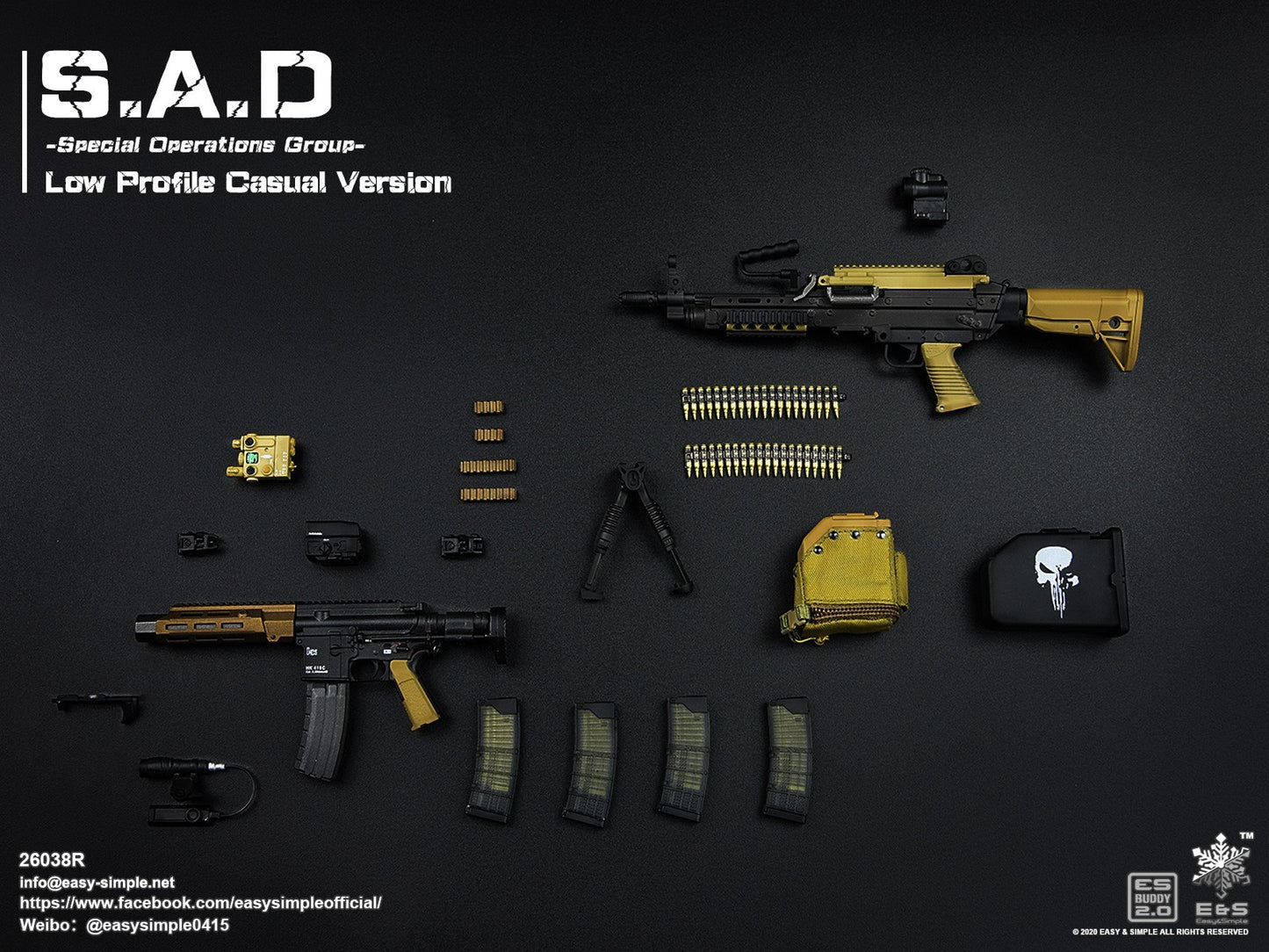 1:6 scale Easy & Simple SAD Low Profile SAW K Compact 5.56 Machine Gun