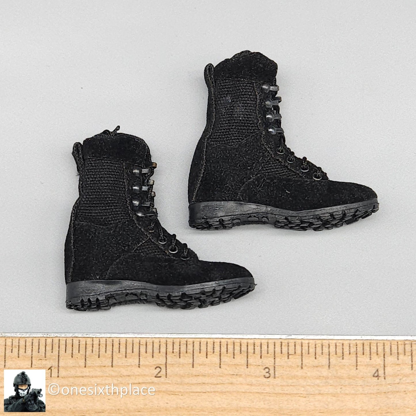 1:6 VS Toys Battlefield Girl Female Black Combat Boots (Peg Type) for 12" Figure