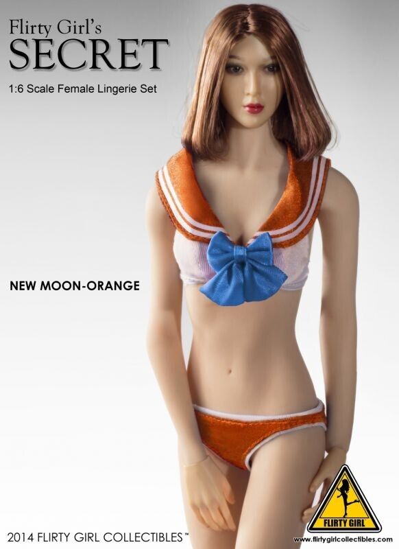 1:6 Flirty Girl New Moon Orange Female Lingerie Set for 12" Figures
