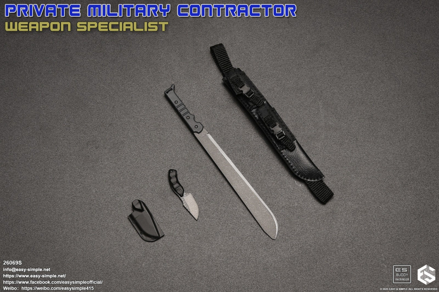 1:6 scale Easy & Simple PMC Weapon Specialist Survival Knife for 12" Figures