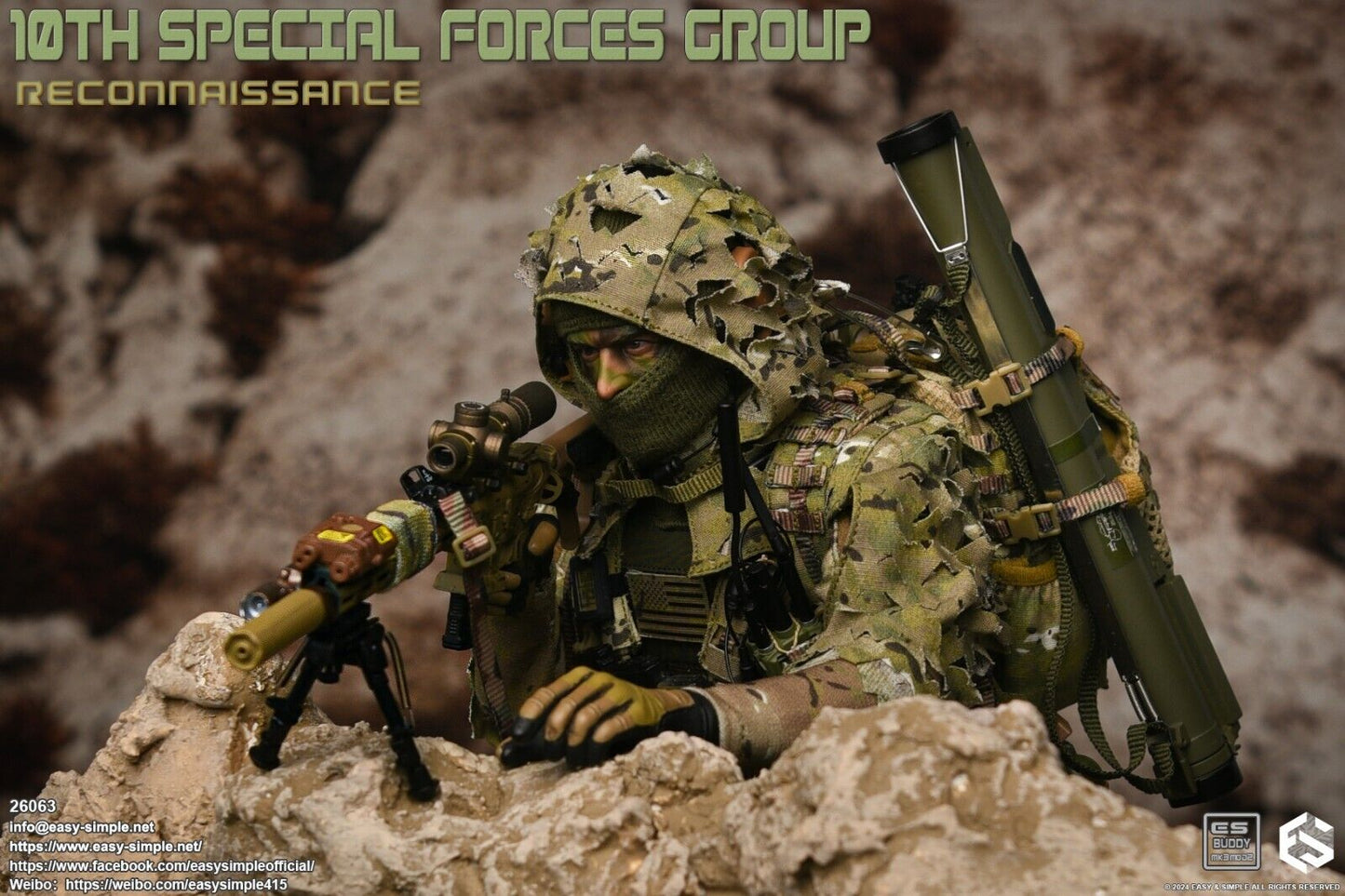 1:6 Easy & Simple 10th Special Forces Group MK17Mod0 7.62 Rifle Set 12" Figures