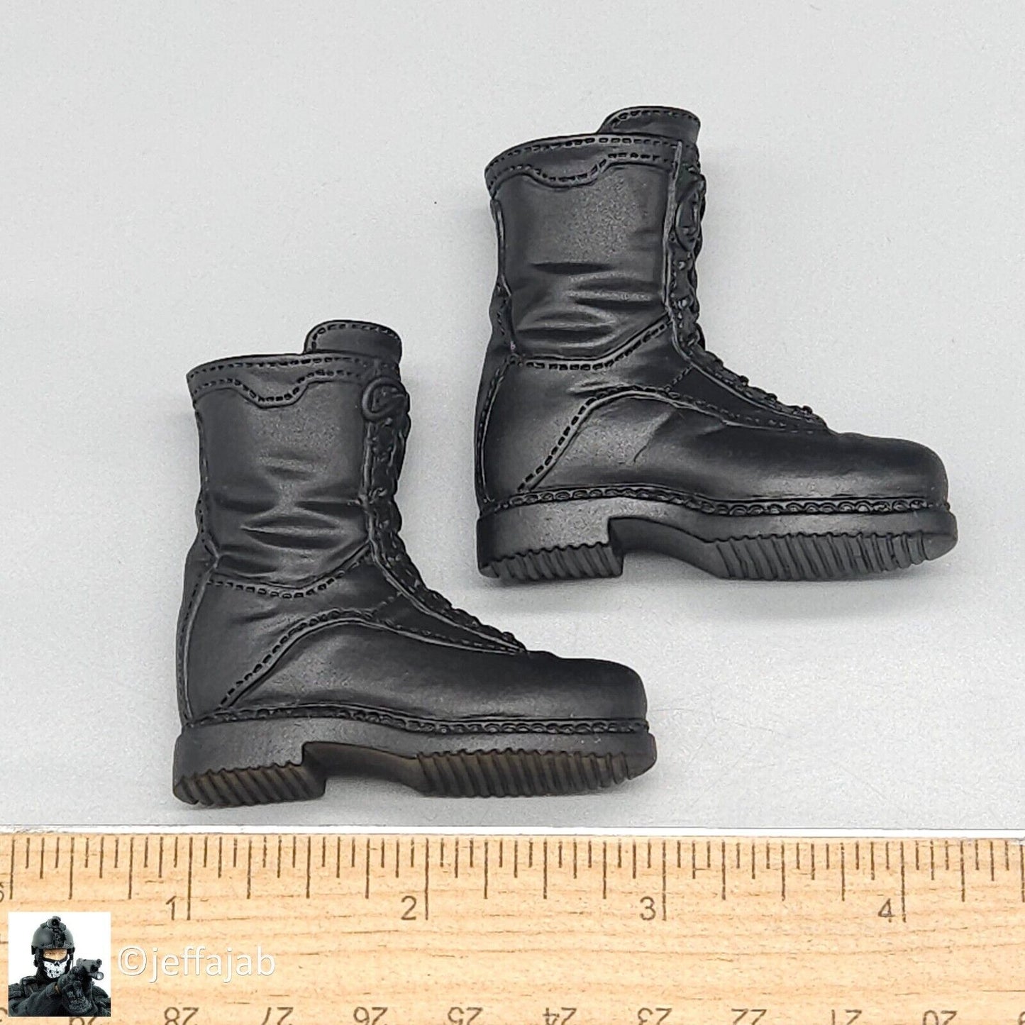 1:6 scale Dragon Navy SEAL Rick Black Combat Boots (Foot Type) for 12" Figures