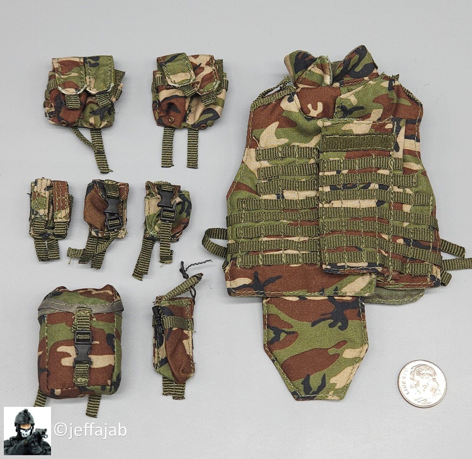 1:6 Very Hot Toys US Army EOD Woodland Body Armor Vest w/ Pouches Set 12" Figure