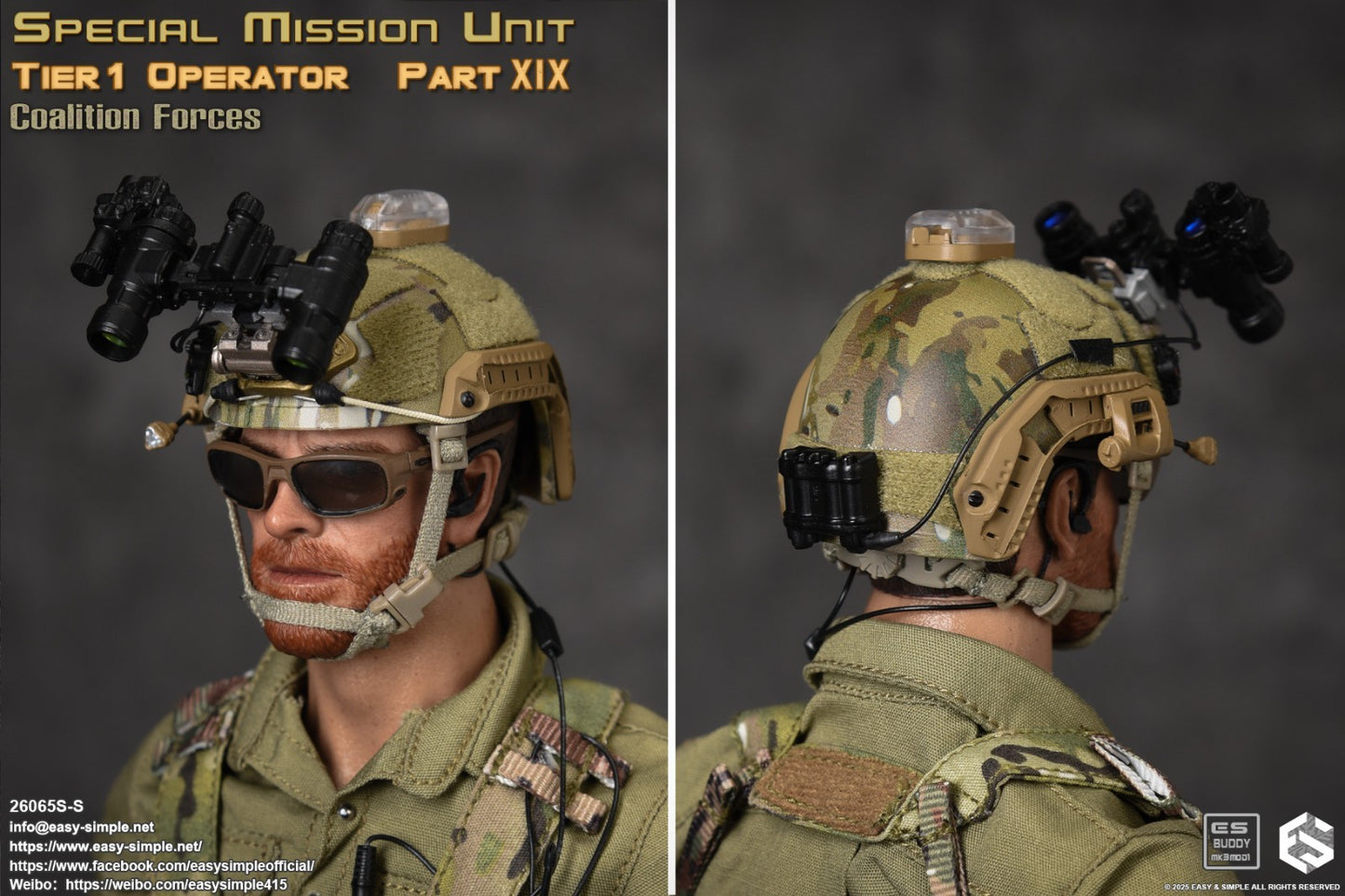 1:6 scale Easy & Simple Coalition Forces SAS Special Helmet w/ NVG 12" Figures