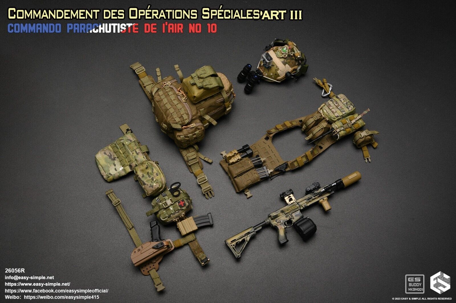 1:6 Easy & Simple French Special Operations Airborne Patches Set for 12" Figures