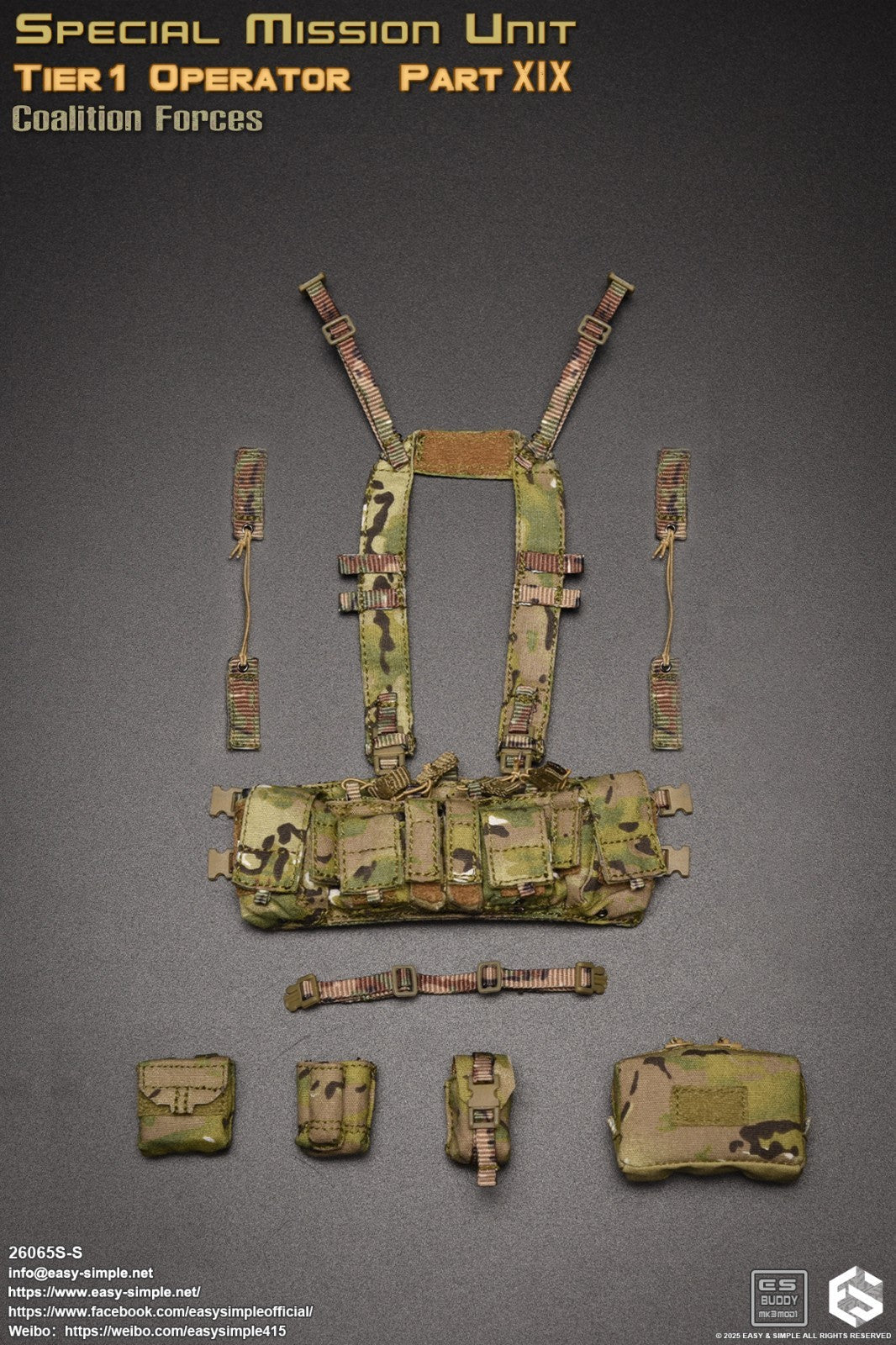 1:6 scale Easy & Simple Coalition Forces SAS Special Chest Rig for 12" Figures