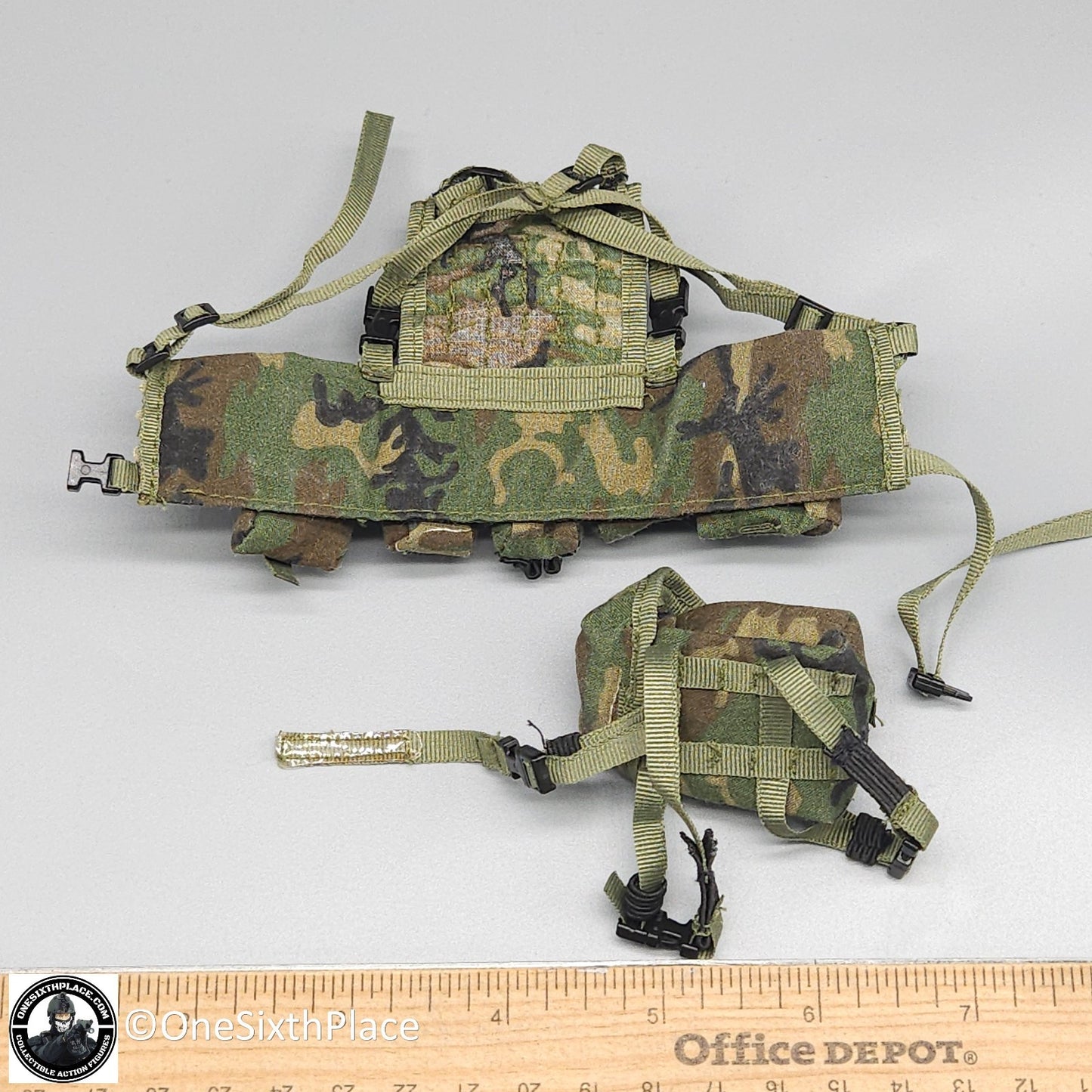 1:6 Dragon Army Ranger Woodland Camo RACK Chest Rig w/ Pouches for 12" Figures